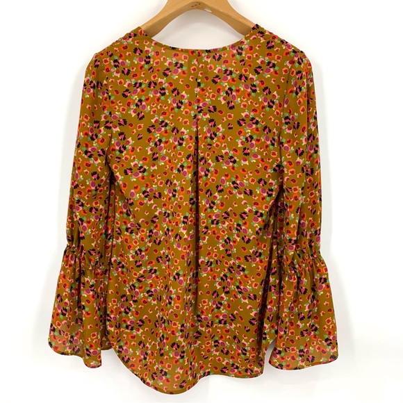 Cabi Burnished Blouse # 4042, Gold Floral Print Long Sleeve Blouse, XS - Picture 13 of 16